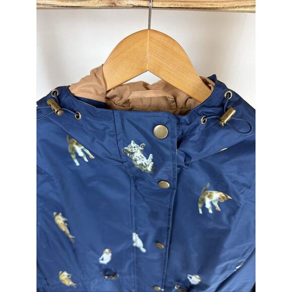 NWT Galleria Blue Animals Zip & Snap Hood Drawstring Rain Coat #0939 Size XS - Picture 4 of 6